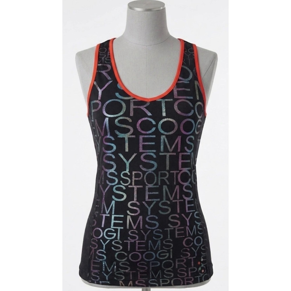 COOGI Sport Systems Tank Top Women's M Black Iridescent Logo Athletic Sleeveless